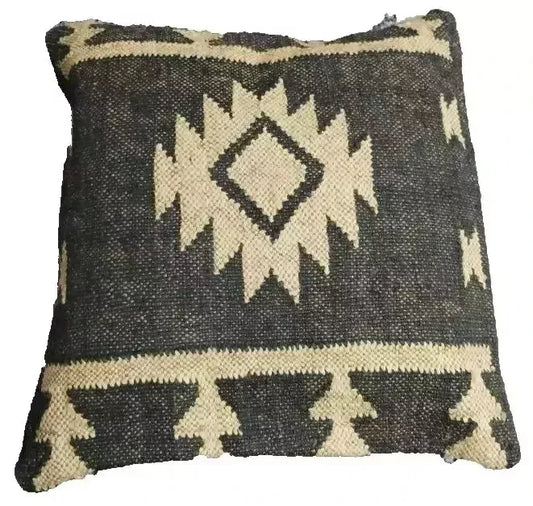 Heavy Handmade 18x18" Jute Kilim Cushion Cover Indian Vintage Pillow 18x18