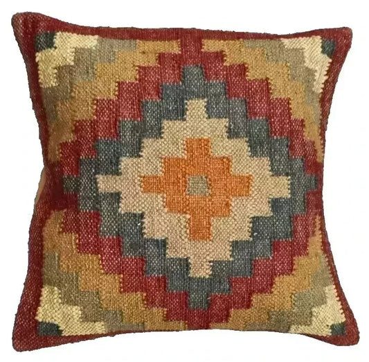 Heavy Handmade 18x18" Jute Kilim Cushion Cover Indian Vintage Pillow 18x18