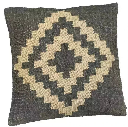 Heavy Handmade 18x18" Jute Kilim Cushion Cover Indian Vintage Pillow 18x18