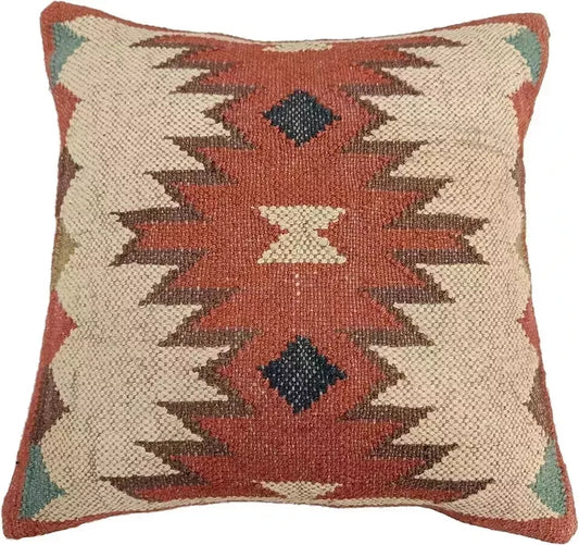 Heavy Handmade 18x18" Jute Kilim Cushion Cover Indian Vintage Pillow 18x18