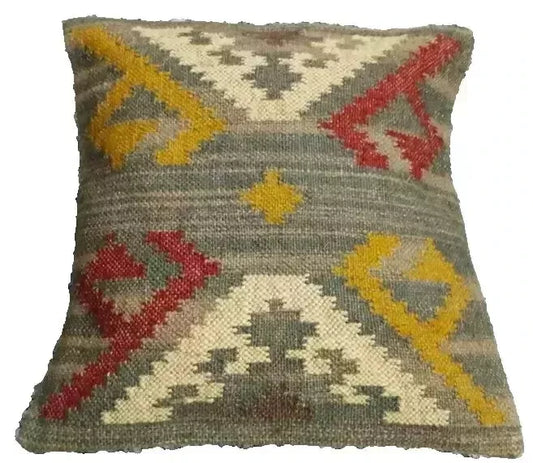 Heavy Handmade 18x18" Jute Kilim Cushion Cover Indian Vintage Pillow 18x18