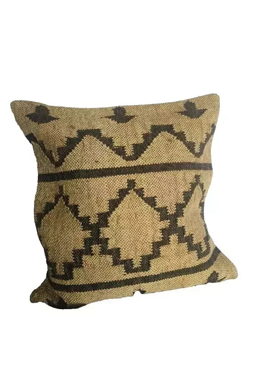 Heavy Handmade 18x18" Jute Kilim Cushion Cover Indian Vintage Pillow 18x18