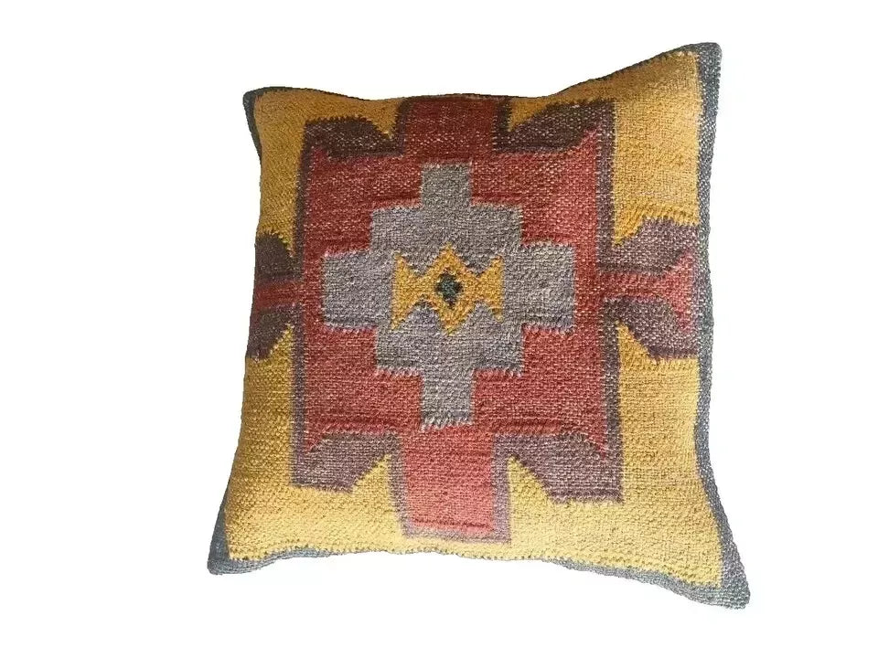 Boho Kilim Pillow Cover, Turkish Rug Throw Pillow, Bohemian Cushion Cover, Moroccan Ethnic Pillow, Cozy Chenille Pillow Cover,Any Size Color