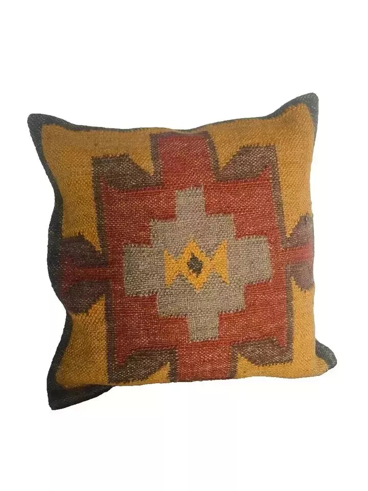 Boho Kilim Pillow Cover, Turkish Rug Throw Pillow, Bohemian Cushion Cover, Moroccan Ethnic Pillow, Cozy Chenille Pillow Cover,Any Size Color