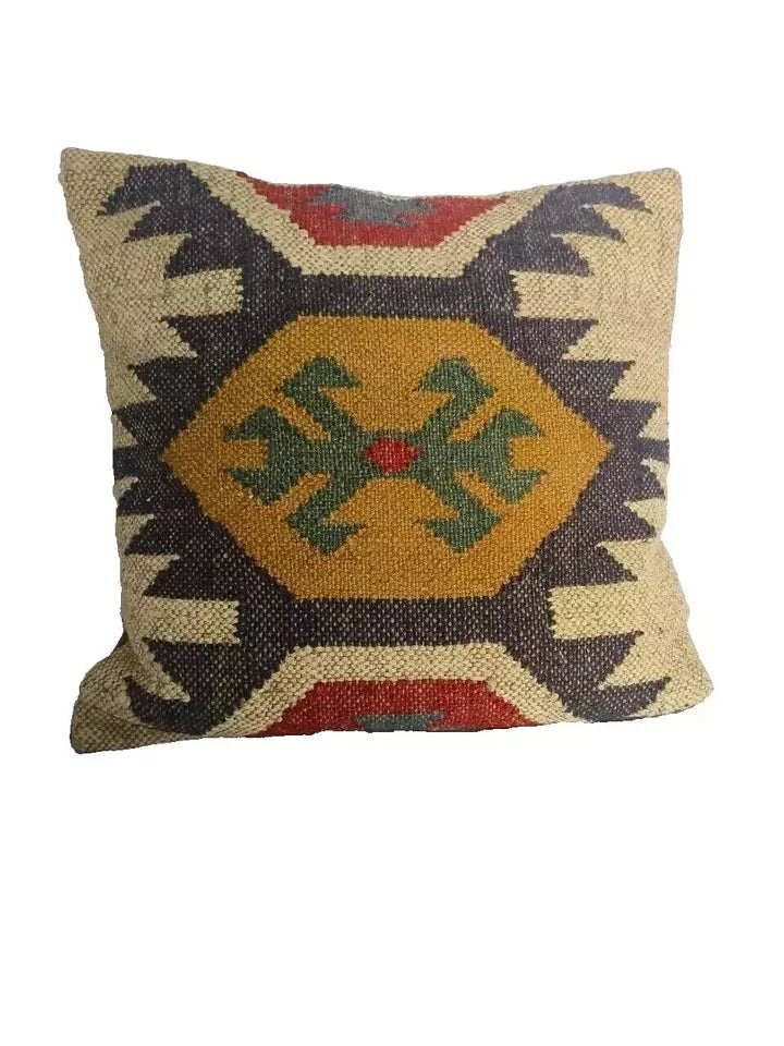 Boho Kilim Pillow Cover, Turkish Rug Throw Pillow, Bohemian Cushion Cover, Moroccan Ethnic Pillow, Cozy Chenille Pillow Cover,Any Size Color