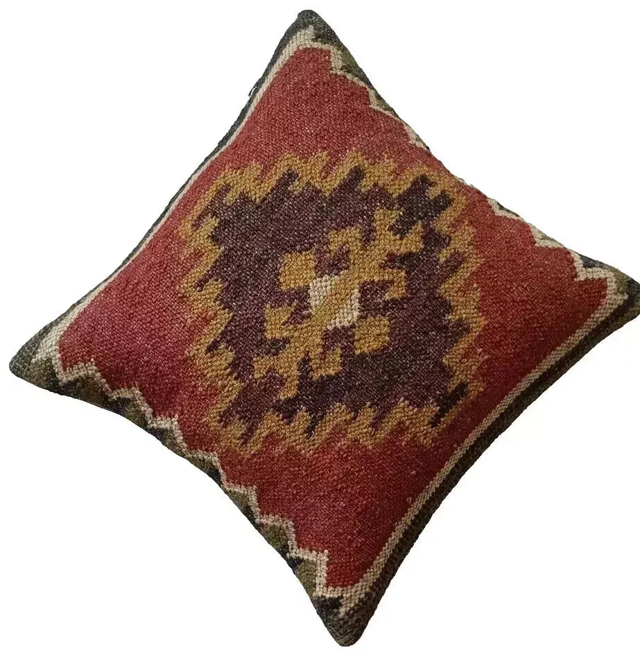 Boho Kilim Pillow Cover, Turkish Rug Throw Pillow, Bohemian Cushion Cover, Moroccan Ethnic Pillow, Cozy Chenille Pillow Cover,Any Size Color