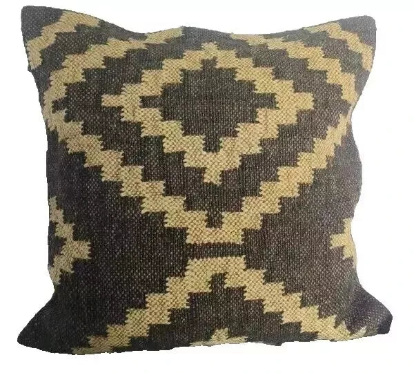 Heavy Handmade 18x18" Jute Kilim Cushion Cover Indian Vintage Pillow 18x18