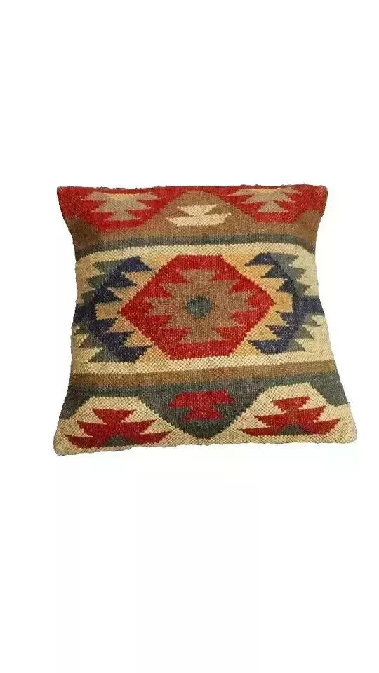 Boho Kilim Pillow Cover, Turkish Rug Throw Pillow, Bohemian Cushion Cover, Moroccan Ethnic Pillow, Cozy Chenille Pillow Cover,Any Size Color