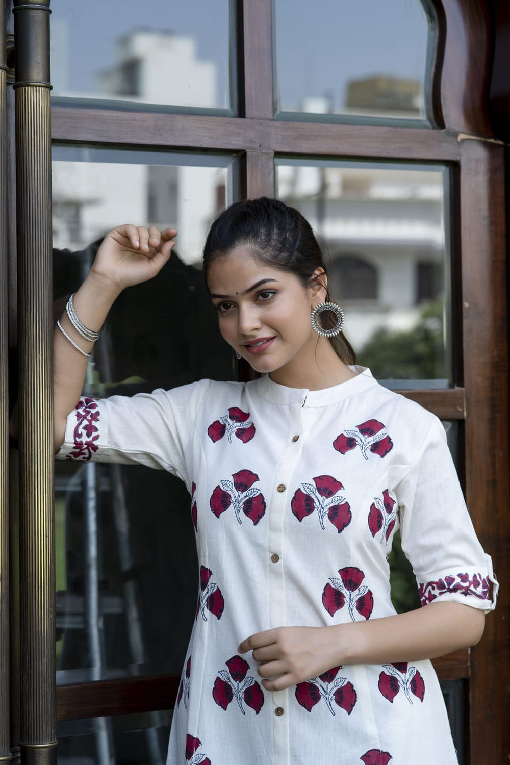 White Hand Block Kurti