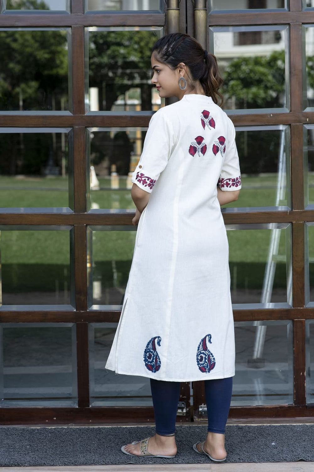 White Hand Block Kurti