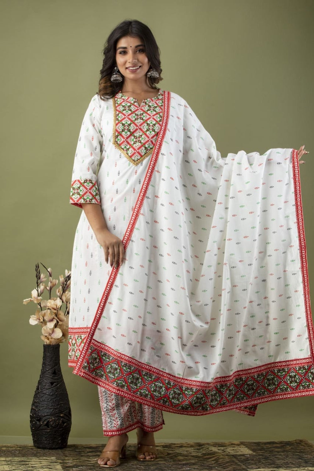 White Dupatta Suit Set