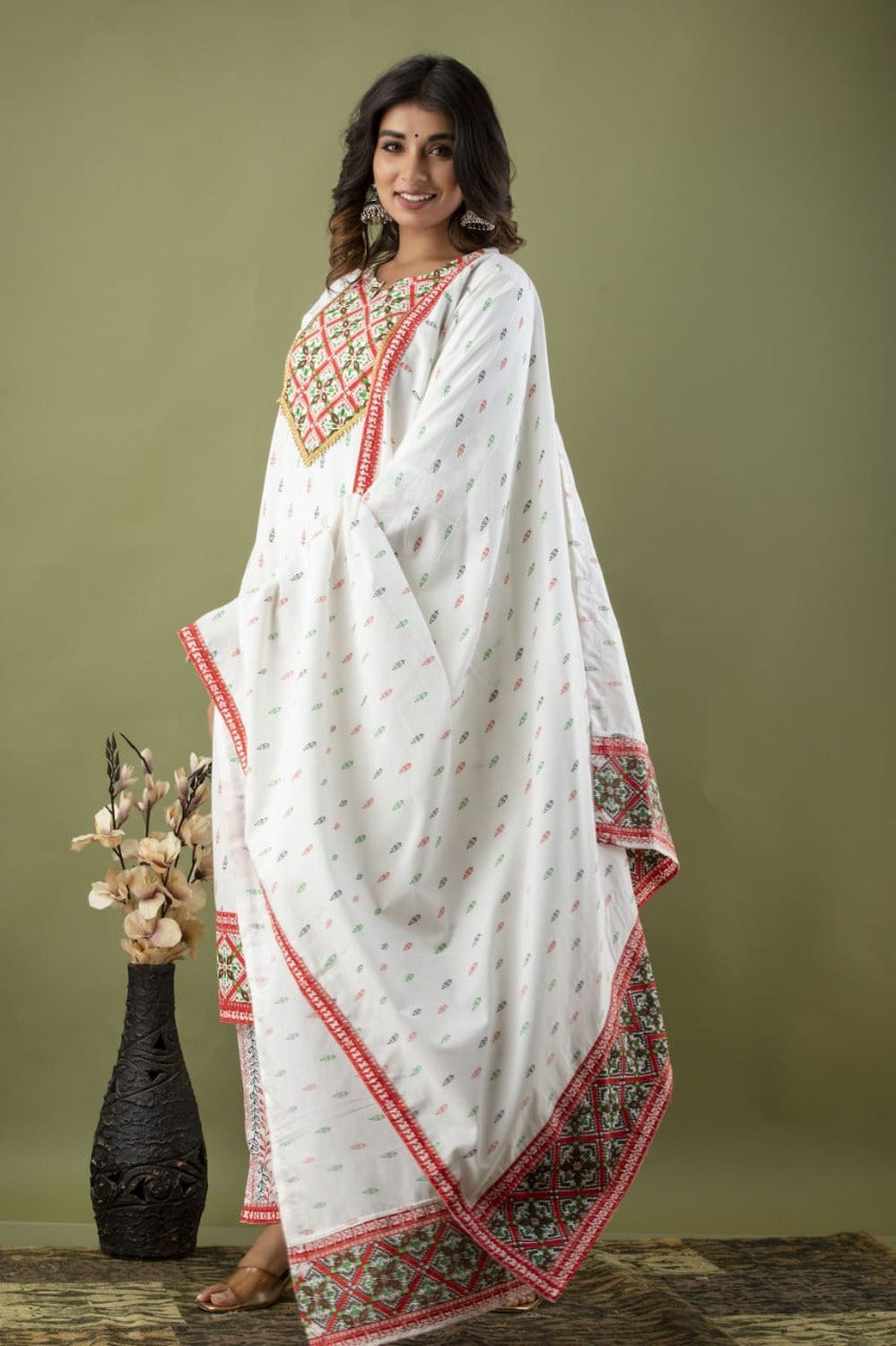 White Dupatta Suit Set