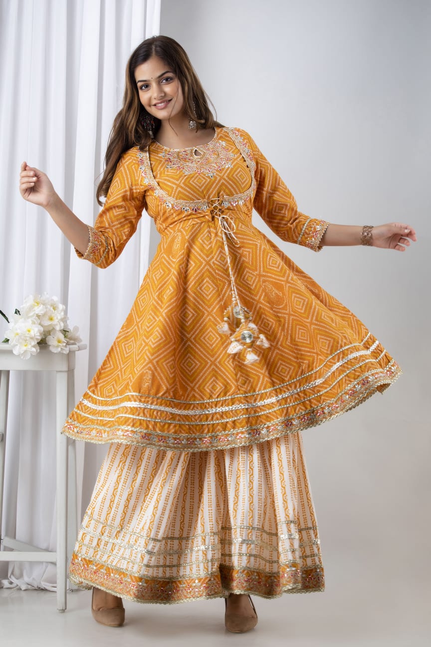Amazon.com: Indian Diwali festival red Georgette Frill Sharara & kurti  Punjabi Woman Salwar kameez suit R22 (S) : Clothing, Shoes & Jewelry