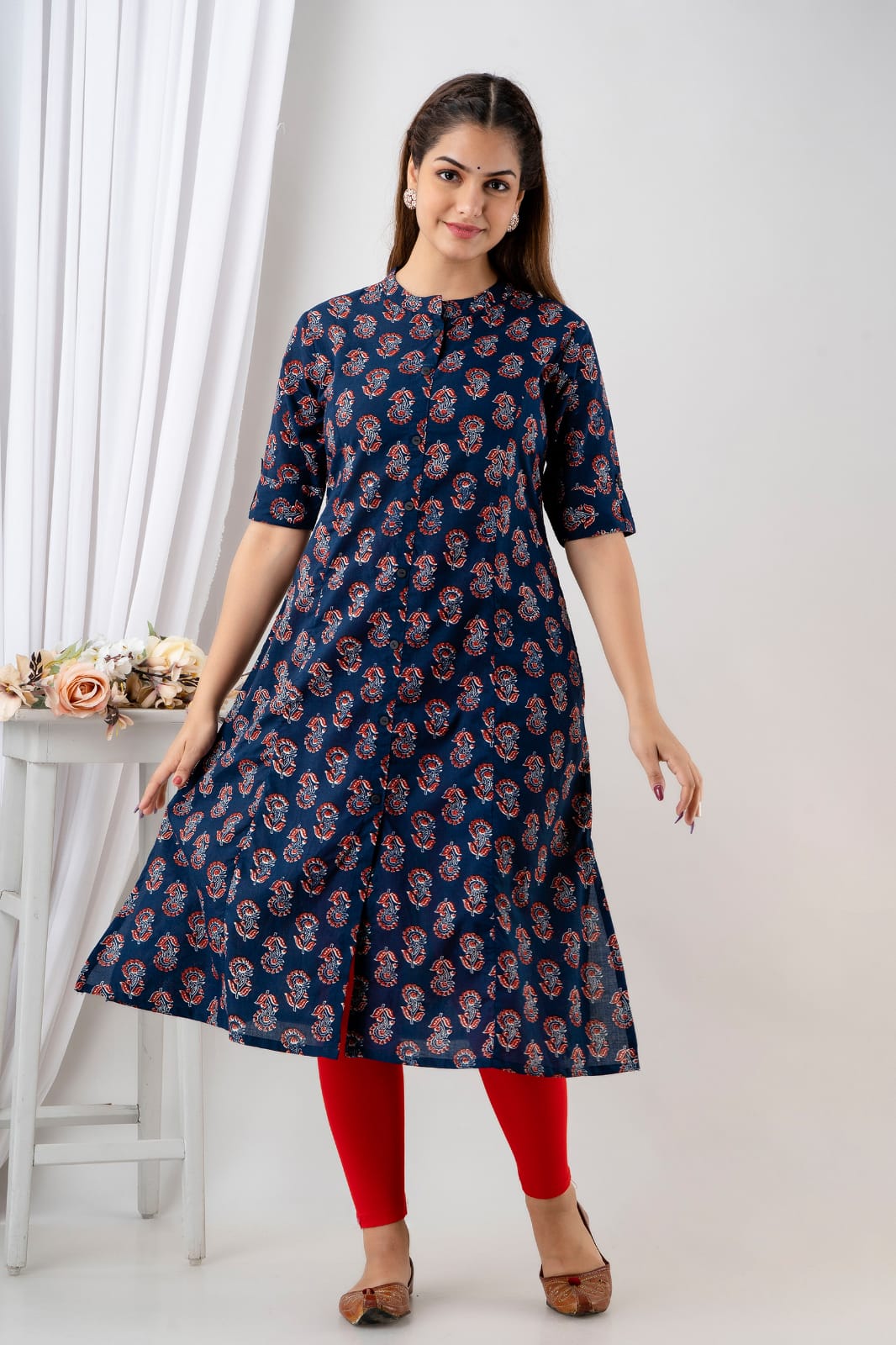 A-Line Kurti with Crochet Sleeves with Both side pockets – Aksharayu  Collection