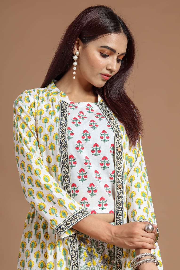 S3 Forever Hello Summer Latest Fancy Designer Casual Wear Jacket Cotton  Kurti With Bottom Collection - The Ethnic World