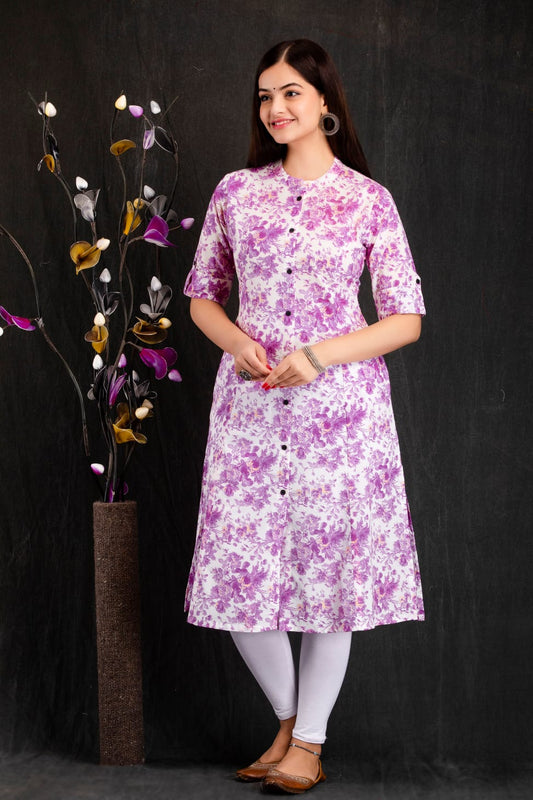 Beautiful Blue Print A Line kurta with pocket, Indian Designer Festive/ Partywear Kurta Readymade