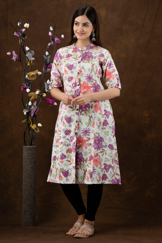 Beautiful Printed A Line kurta with pocket, Indian Designer Festive/ Partywear Kurta Readymade