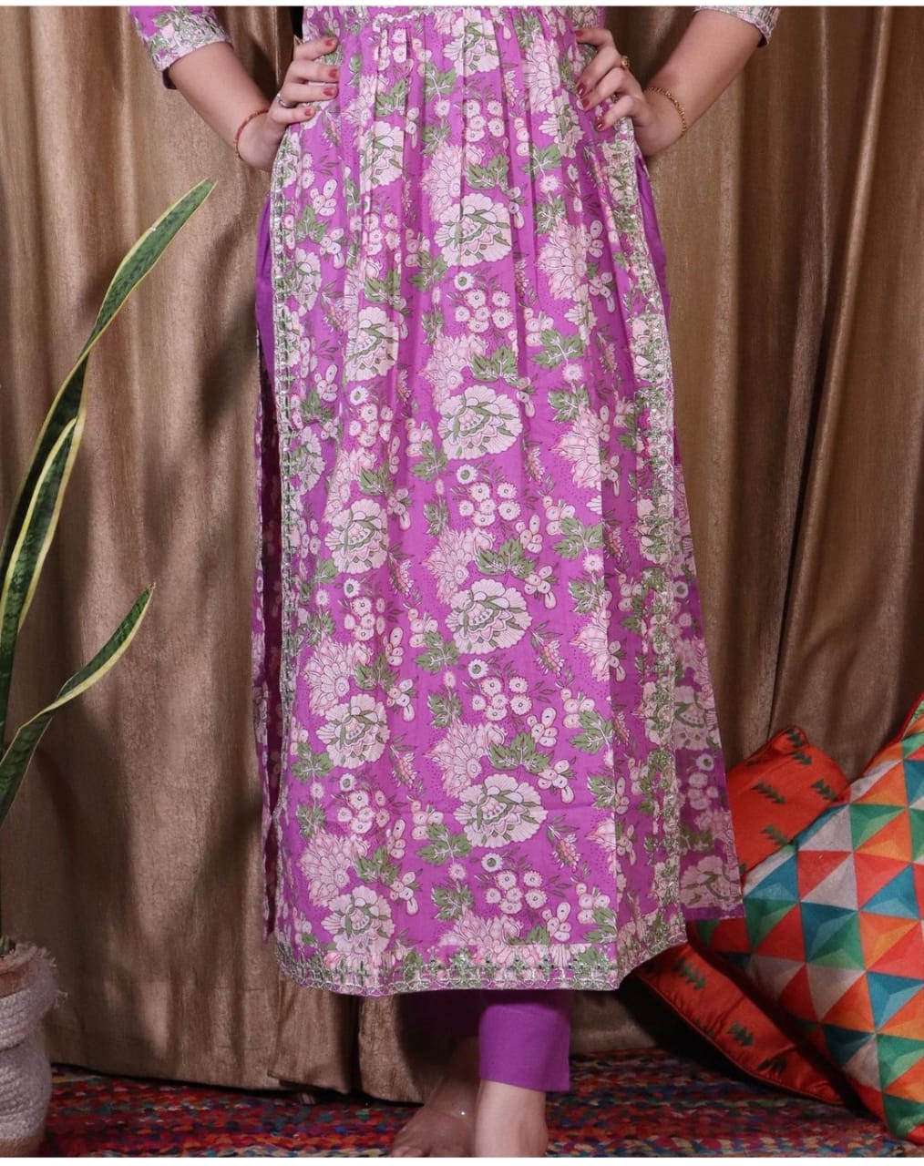 Cotton Yellow & Pink Printed Kurta Skirt Set with Organza Dupatta | Skirt  set, Frock design, Kurta skirt