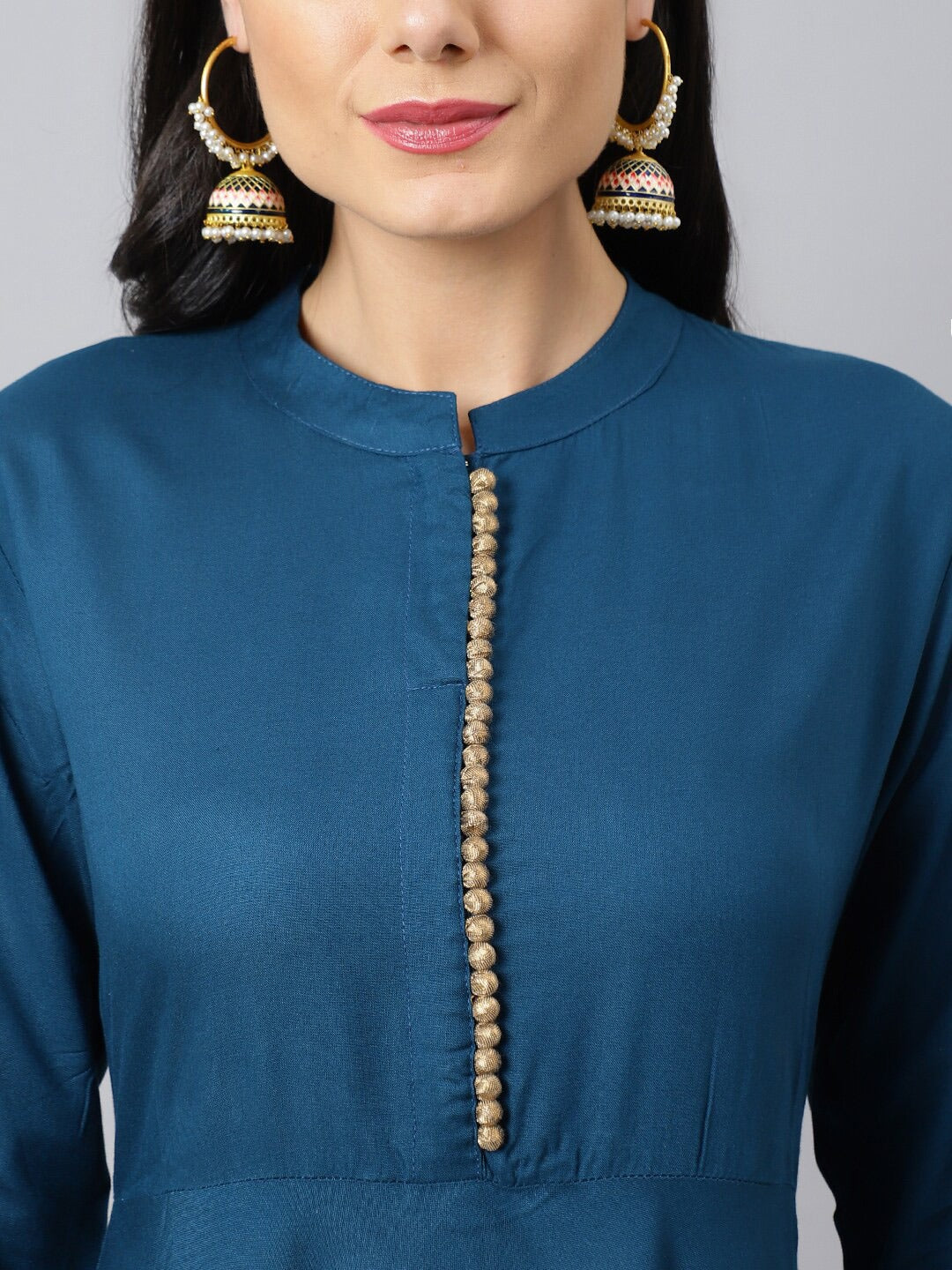 Women's islamic abaya handbeaded collar neck design black | Mubarak Deals