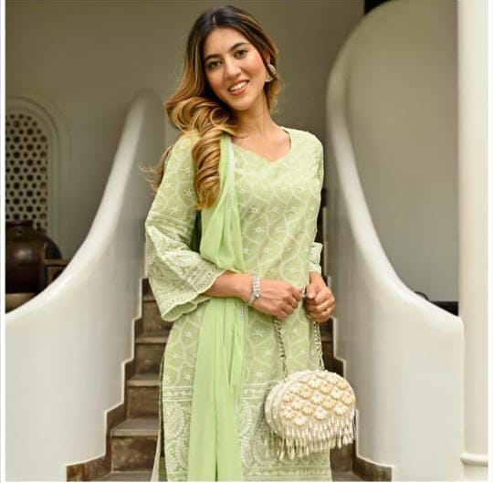 Indian Premium Chikankari Straight Kurta with Full Flared Sharara & Dupatta,Sleeveless Beautiful Salwar Kameez for Girls Readymade Plus size