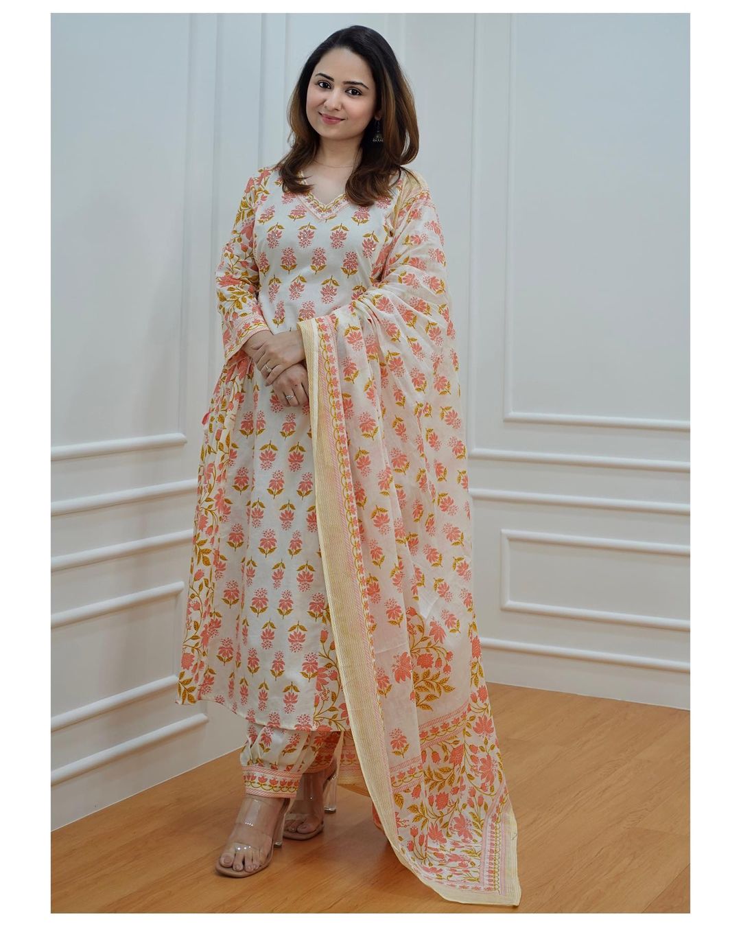 Summer Print Cotton Afgani Suit With Duppata Full 3 Piece Set, Women Cotton Blockprint Suit