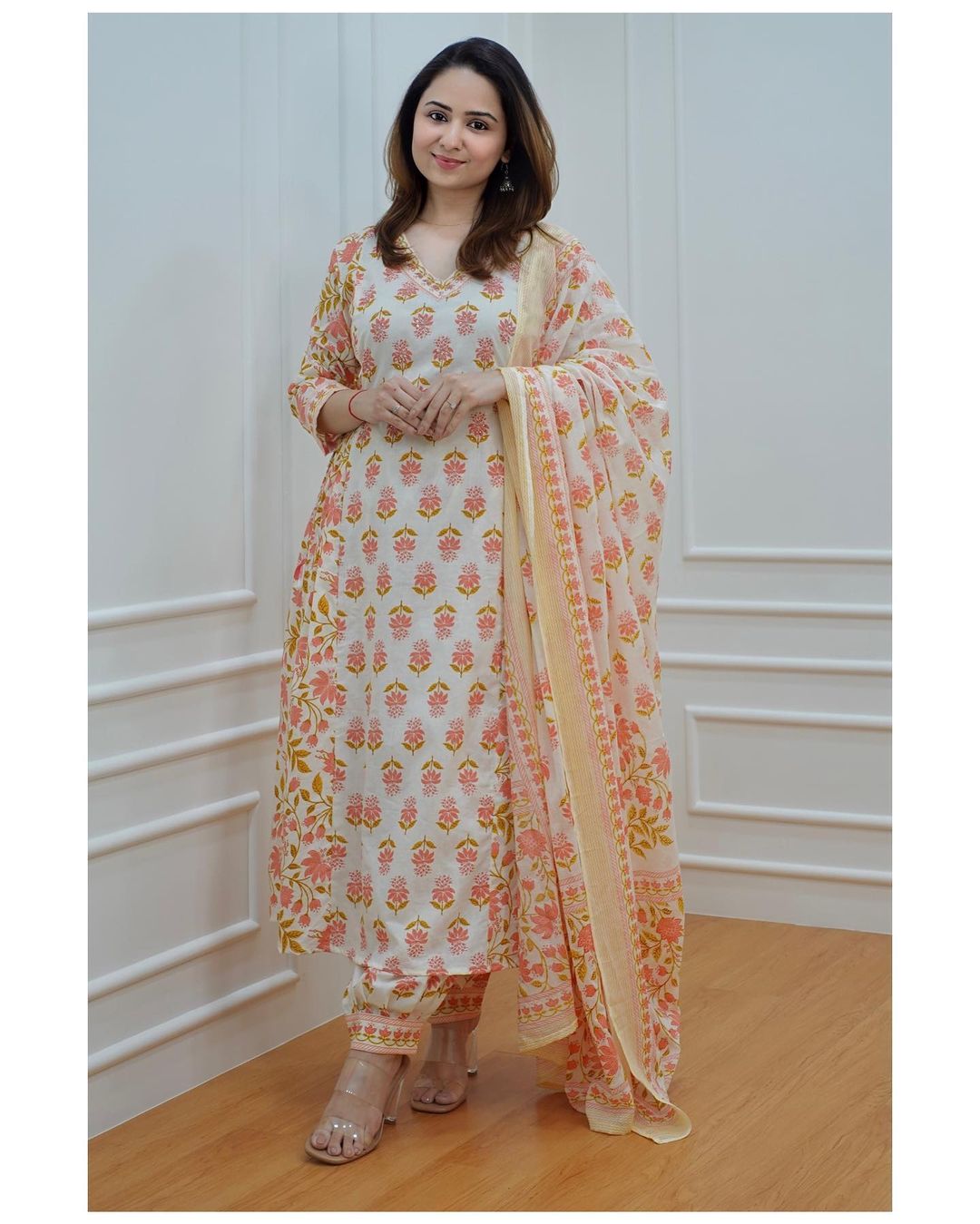 Summer Print Cotton Afgani Suit With Duppata Full 3 Piece Set, Women Cotton Blockprint Suit