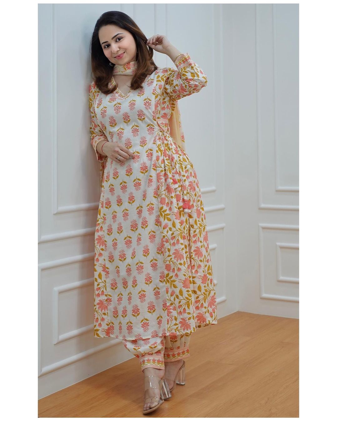 Summer Print Cotton Afgani Suit With Duppata Full 3 Piece Set, Women Cotton Blockprint Suit