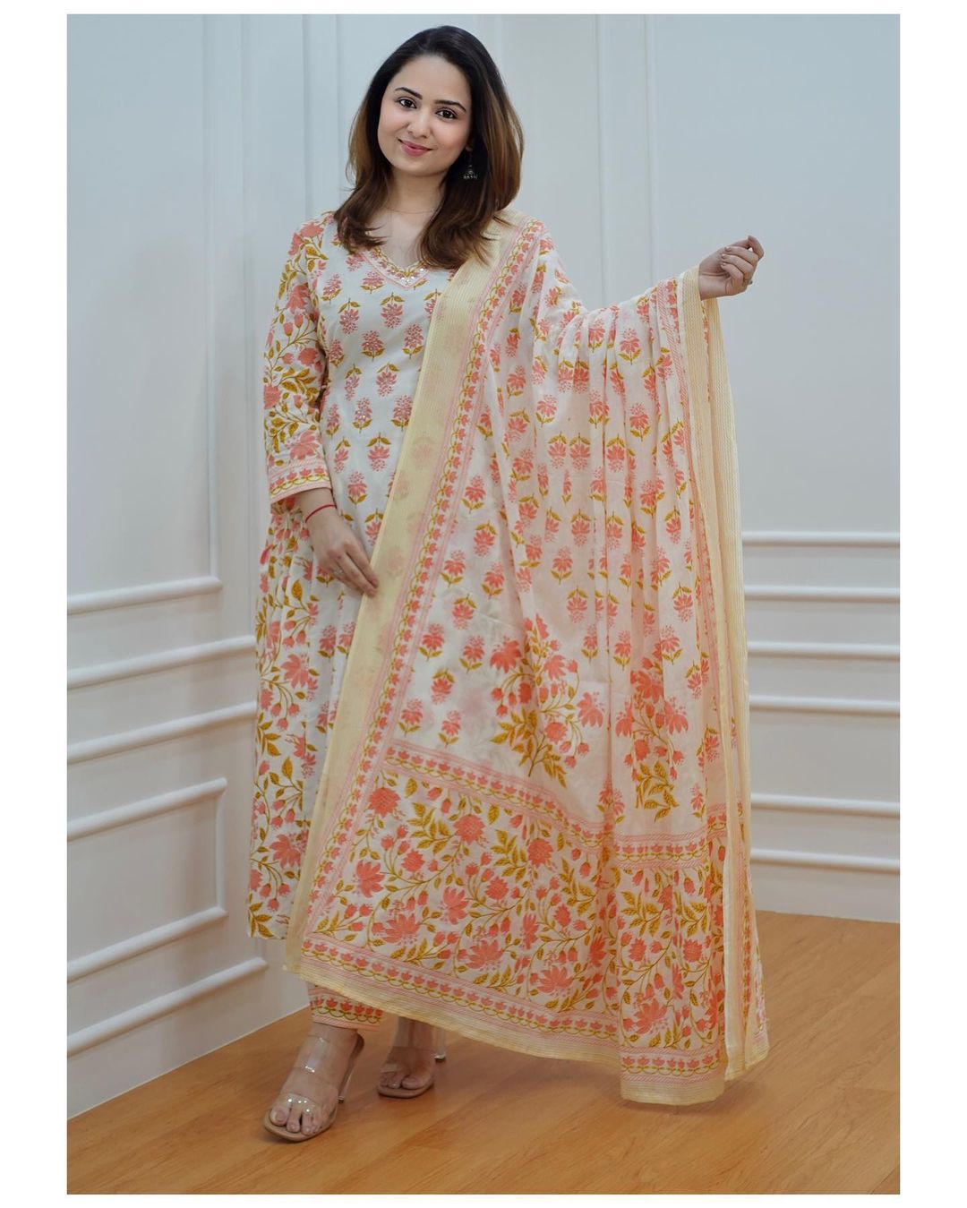 Summer Print Cotton Afgani Suit With Duppata Full 3 Piece Set, Women Cotton Blockprint Suit