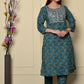 Printed Indian Handmade Heavy Cotton Women Straight Kurti Pant, 2 Pieces Fully Readymade Stitched Dress Set.