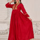 karwa chauth  Handmade marron Anarkali Kurti set With Beautiful gown and Pant, Beautiful marron Kurti for Woman.