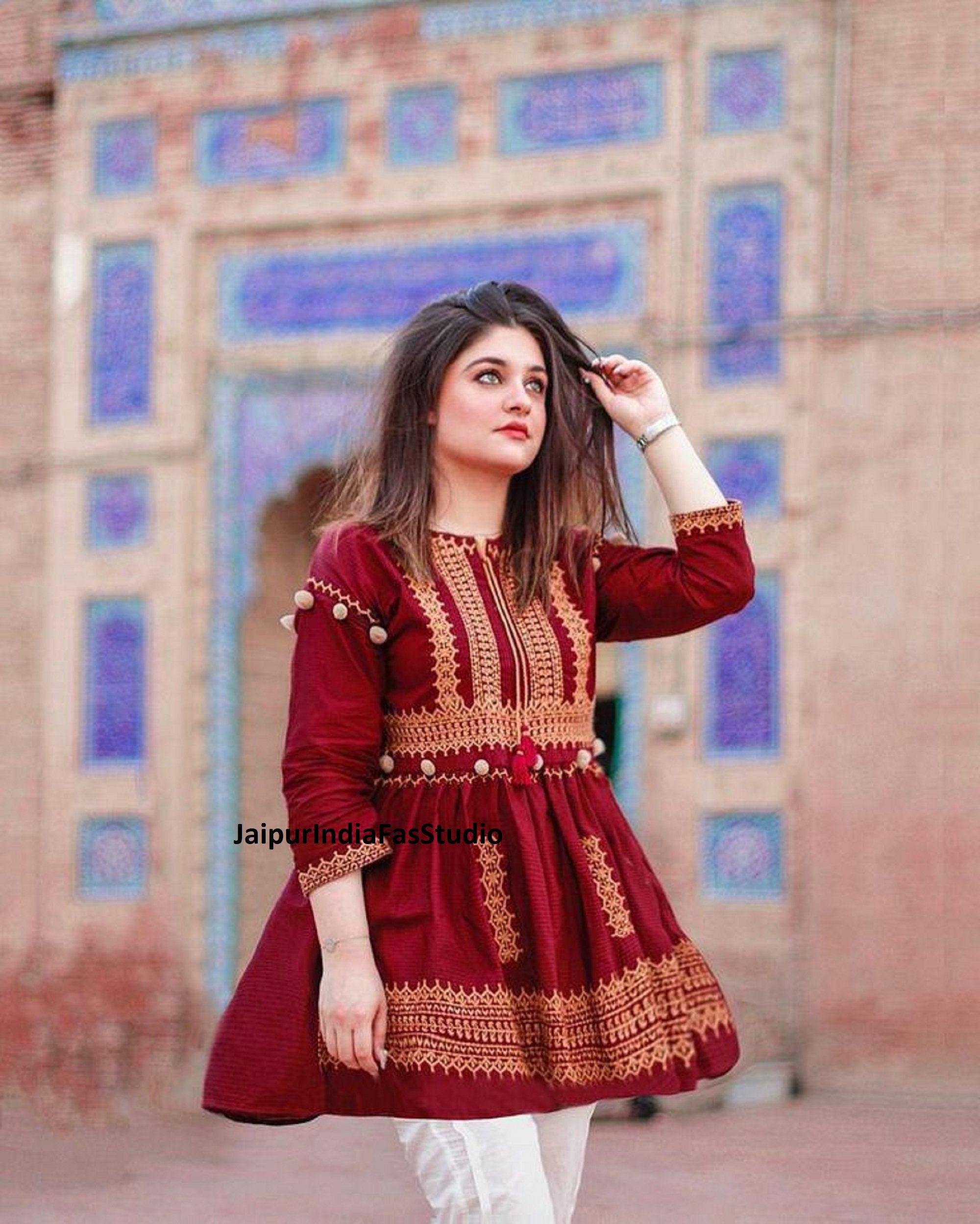 Buy Red Chanderi Silk Hand Mirab Anarkali Set With Short Jacket For Women  by Sana Barreja Online at Aza Fashions.