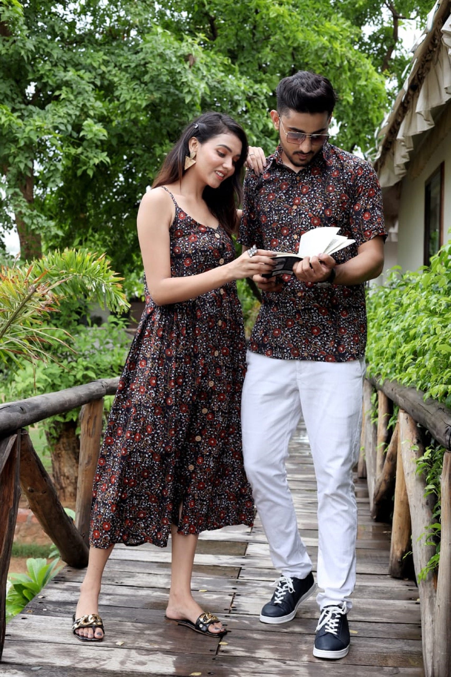 Matching Outfit couple, Super Soft cotton floral Aloha Shirt&Beach Dress - Bulk Quantities Group Wedding