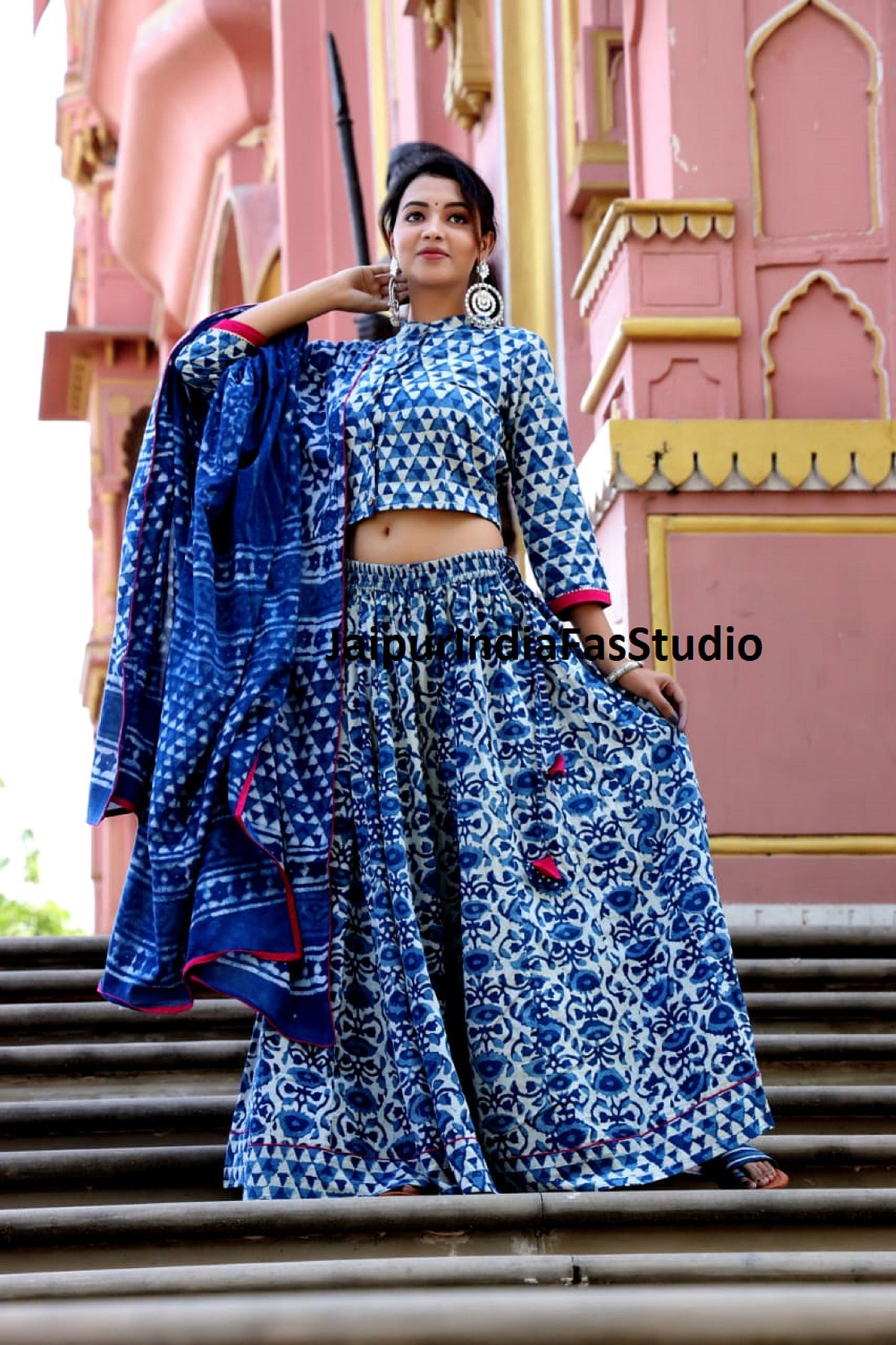 Heavy Navaratri Cotton Lehenga Choli bagru Block Work Party Garba Chaniya Choli Latest Indian Wedding Bridal Party Wear Fully stitched