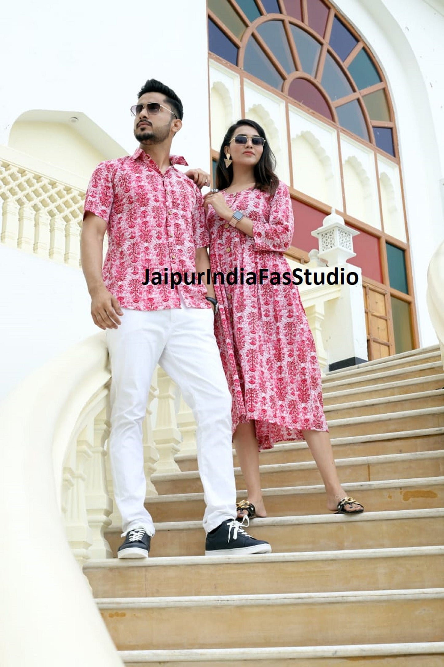 karwa chauth Super Soft Matching cotton New floral Aloha Shirt/ Dress - Couple Family Matching Group Wedding Bulk Order - Summer Outfits