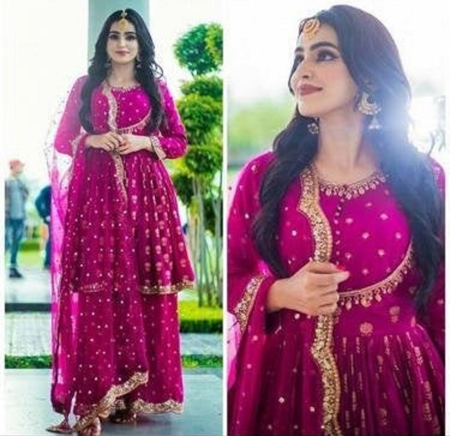 pink Colour Sharara Salwar Kameez,Reyon Silk Sharara Salwar Kameez,Bollywood Style Embroidery Work Sharara Salwar Suit,Exclusive Suit