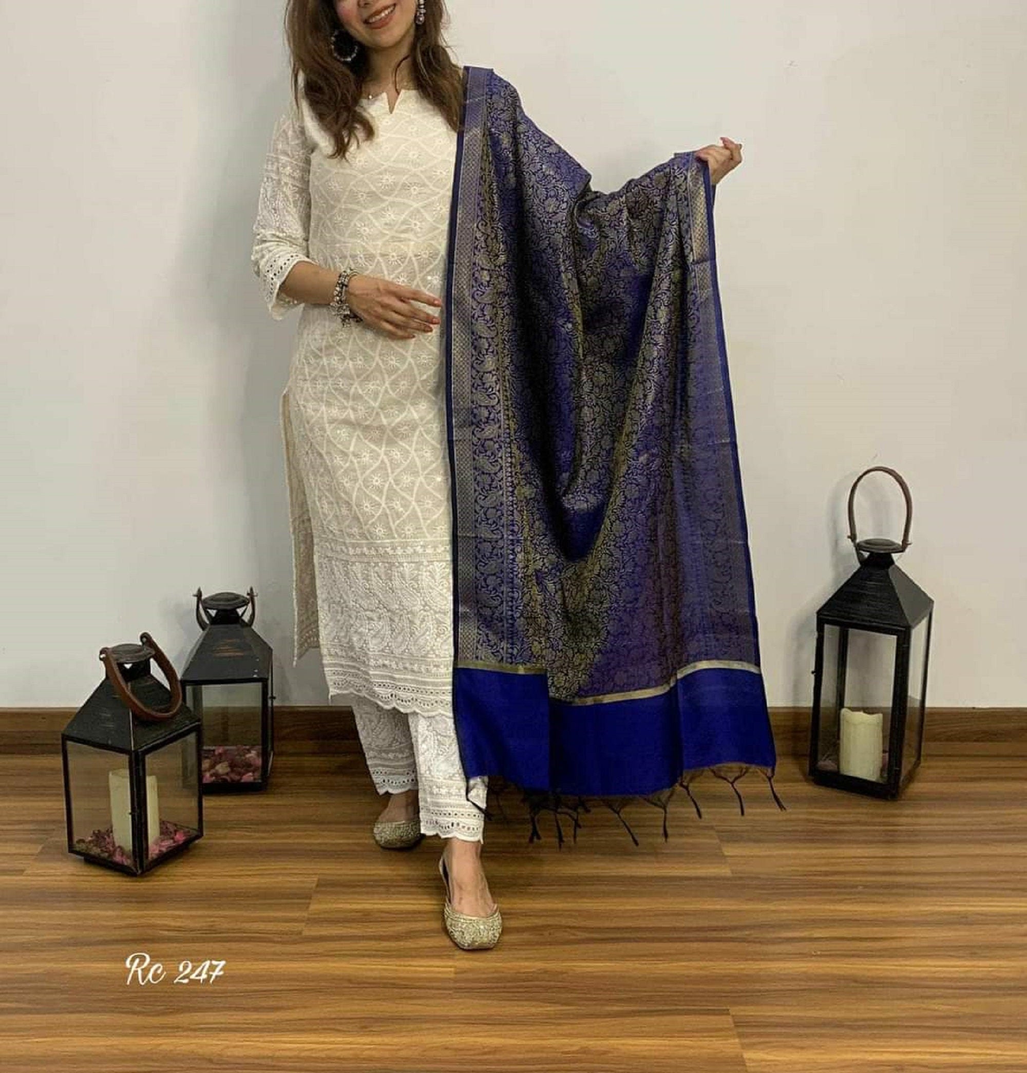 Buy ADA Needlecraft Ethnic Chikan White Cotton Kurti for Women Casual Wear  - at Best Price Best Indian Collection Saree - Gia Designer