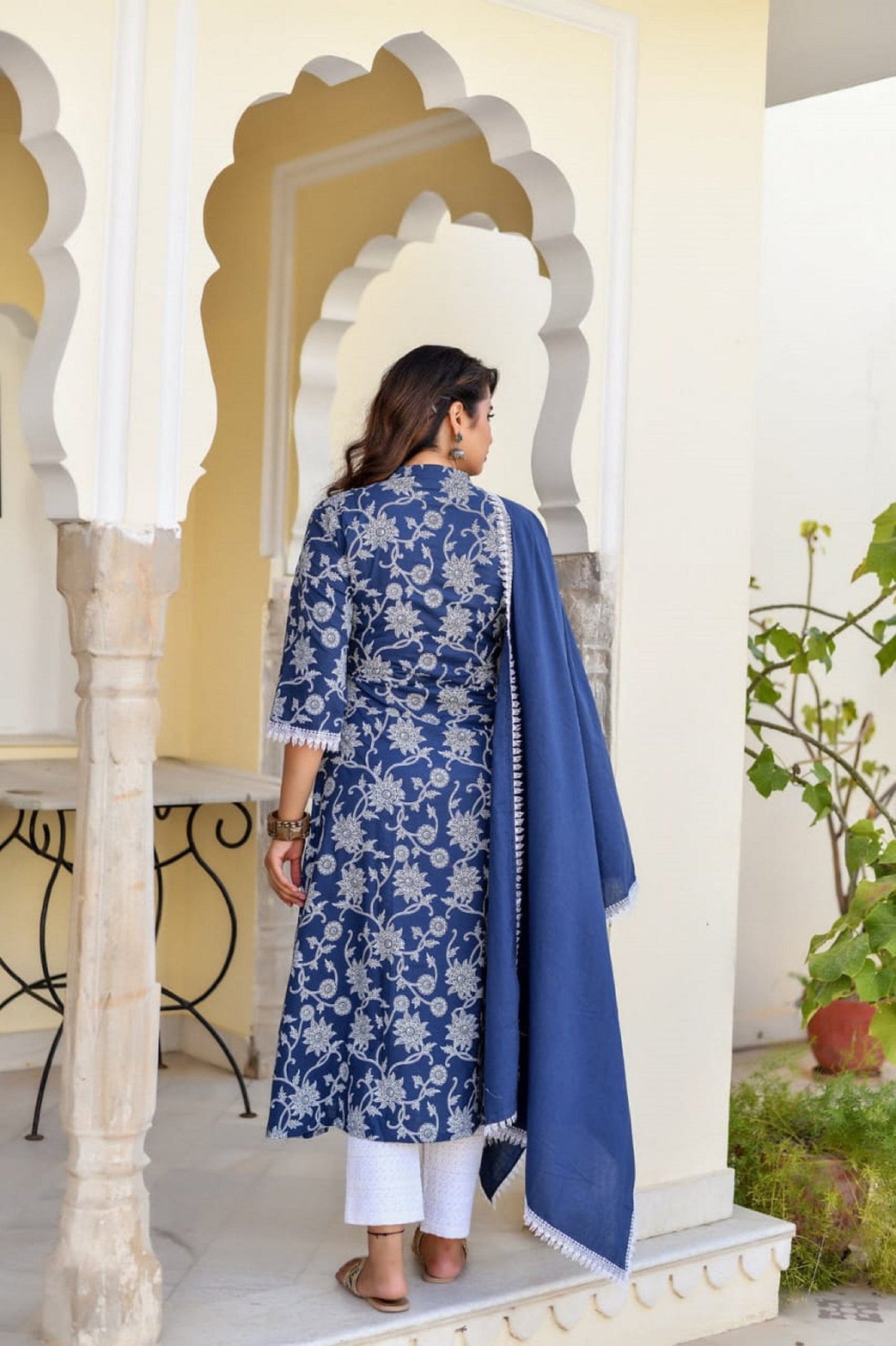 Pakistani reyon Straight Kurti with Pant and Duppatta, Beautiful Indian 3 piece Blue Ethnic Salwar Kameez for women ReadymadE