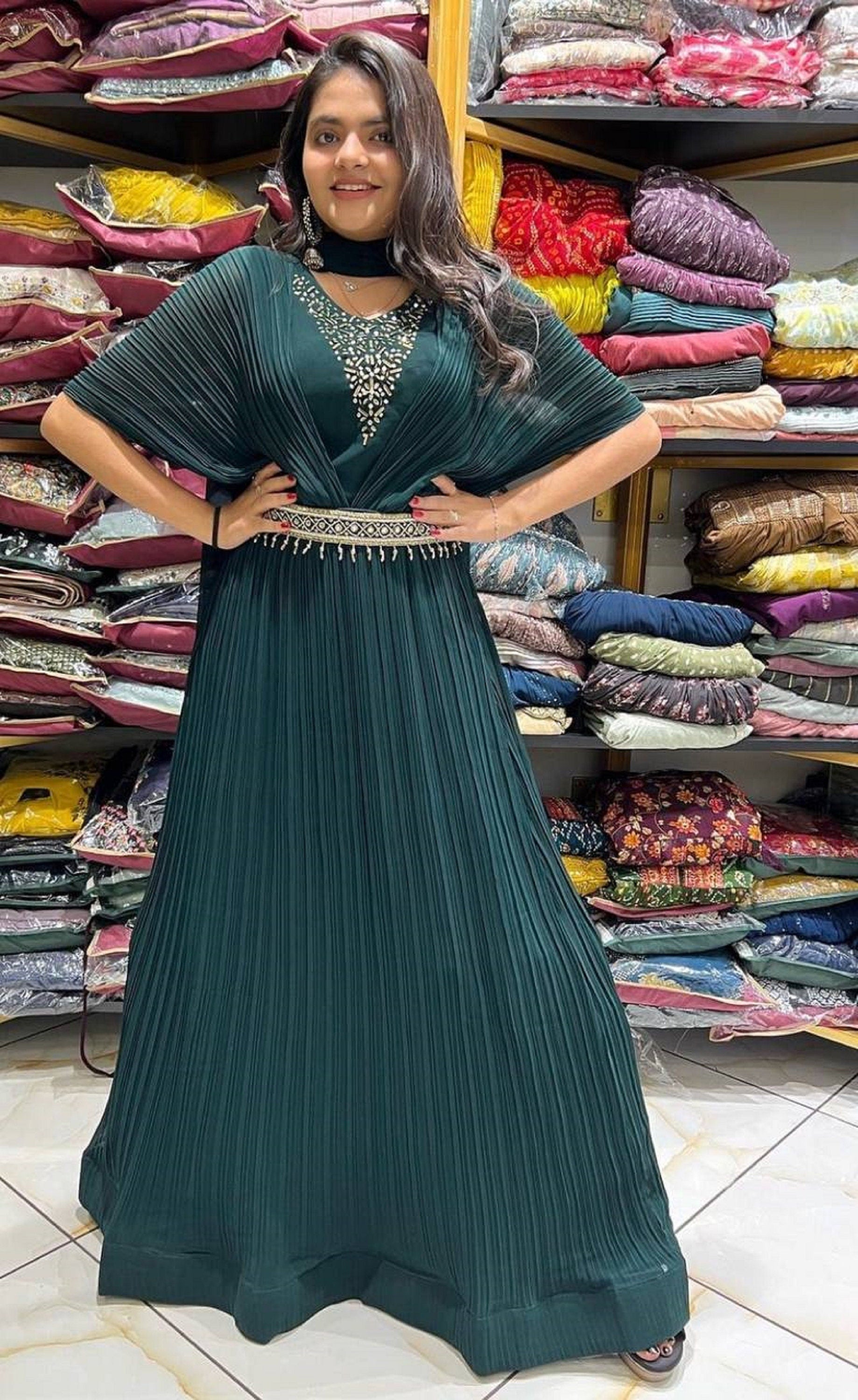 Buy Bottle Green Georgette Anarkali Front Open Anarkali Dress Custom Made  Beautiful Anarkali Dress Long Frock Style Kurta for Mehendi Sangeet Online  in India - Etsy