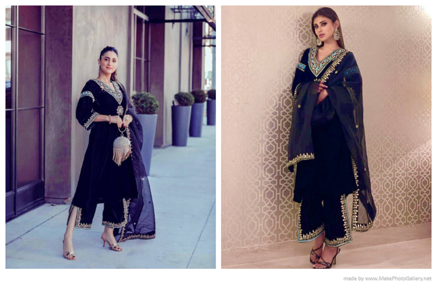 Premium velvet Embroidery Salwar Kameez Readymade, black/ 3 pc Velvet Kurta Palazzo set & Dupatta Partywear/ Wedding dress