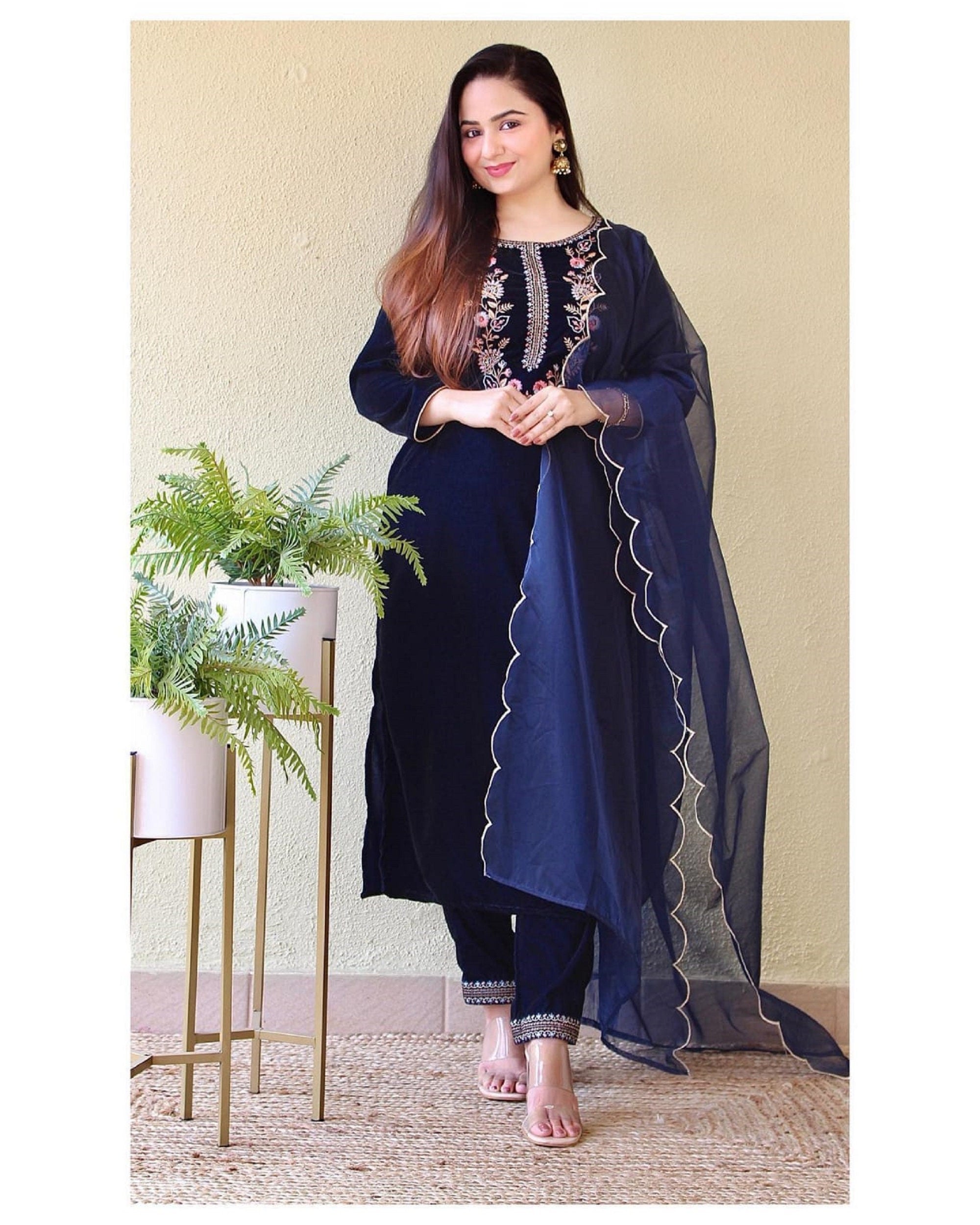 Buy Pakistani Dresses Custom Brocade Pants Velvet Kurta for Woman Online in  India - Etsy