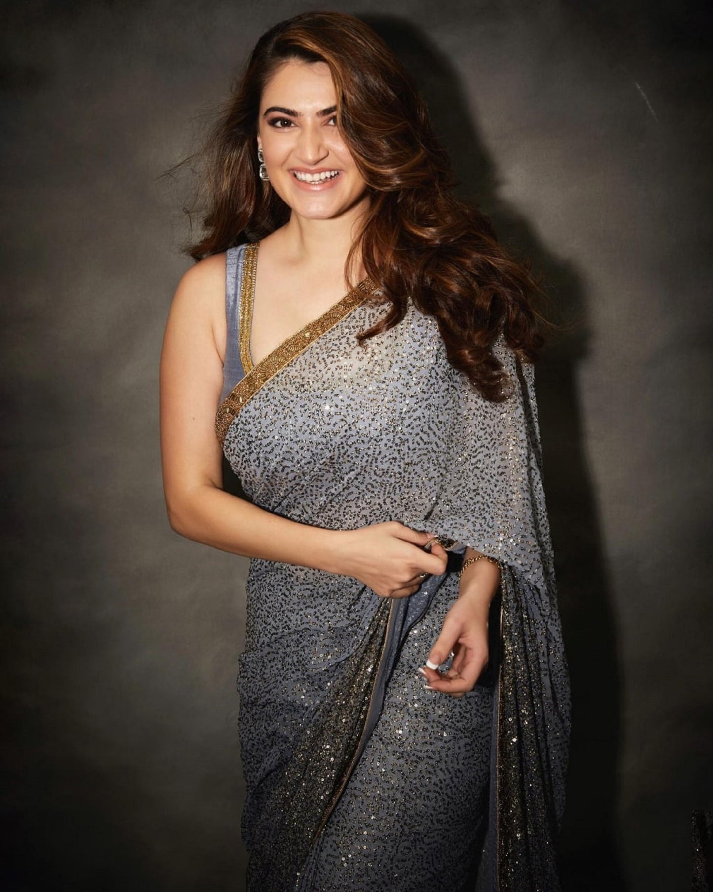 GRAY Color georgette With Sequence Embroidery Work Designer Saree Beautiful And Stunning Look Saree Sabyasachi Style Party Wear Saree