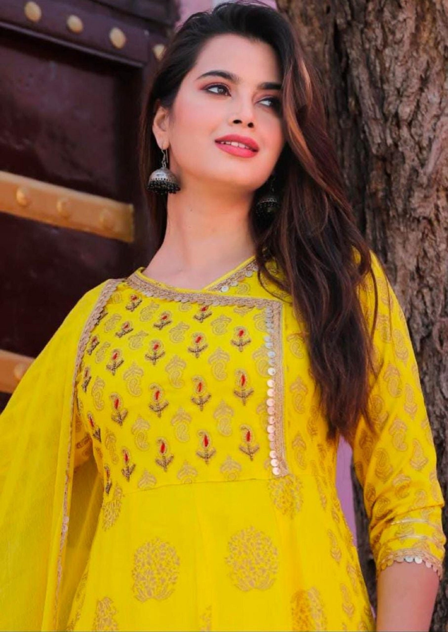 Women Indian Partywear Designer Bollywood Style yellow Color Kurti Pant With Dupatta Readymade Salwar Kameez