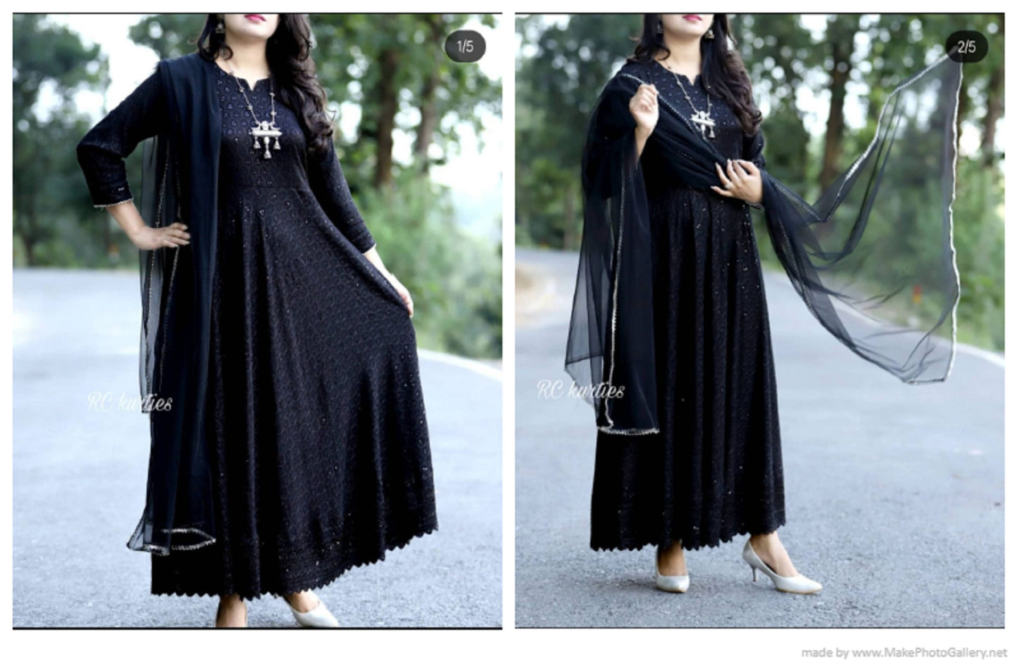 Premium black Chikankari Anarkali Suit with and Dupatta, Full Flared Embroidered Cotton Elegant Salwar Suit set Reaymade upto 7xl