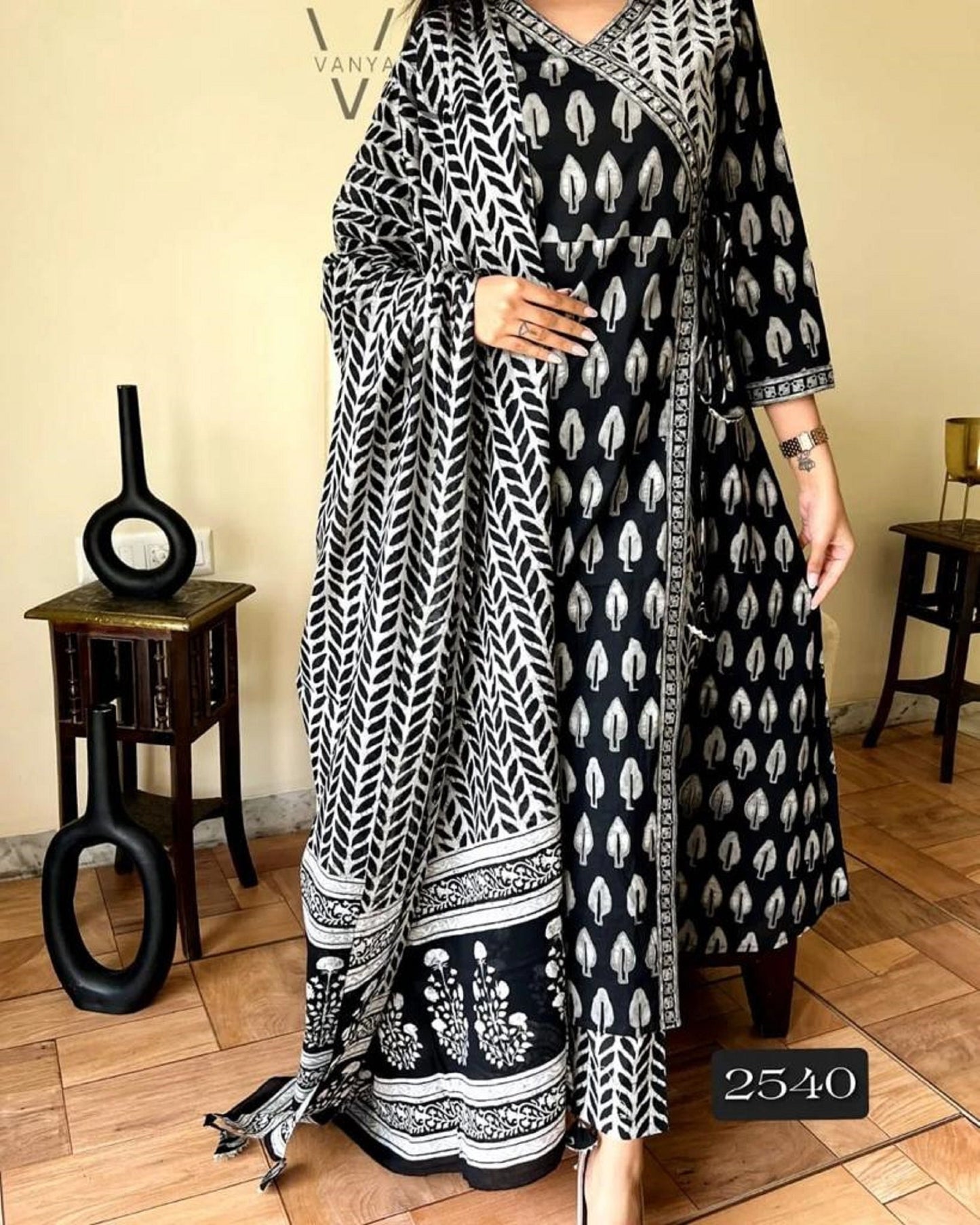 Ethnic Jaipuri Print Kurta Afghan Palazzo Dupatta Set: Casual Indian Ethnic Summer Wear Women's Kurta Pakistani Suit in casual regular wear