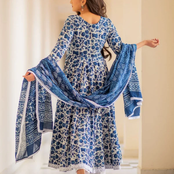 Blue Anarkali Salwar Kameez With A-Line Cut, Indian Suits, Indian Clothing, Stitched Salwar Kameez