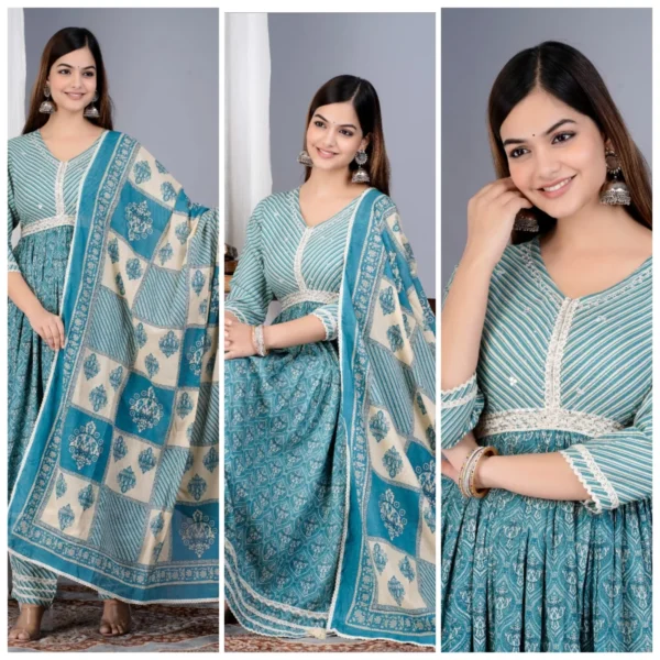 alia cut kurta with pant and dupatta set for women and girls, wedding/party wear dress, alia cut kurta, dresses