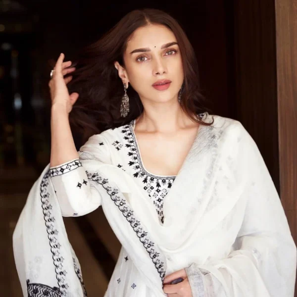 Stunning Indian designer Georgette Anarkali gown with intricate heavy embroidery and shimmering sequin work, paired with matching dupatta – perfect readymade wedding wear for women and girls