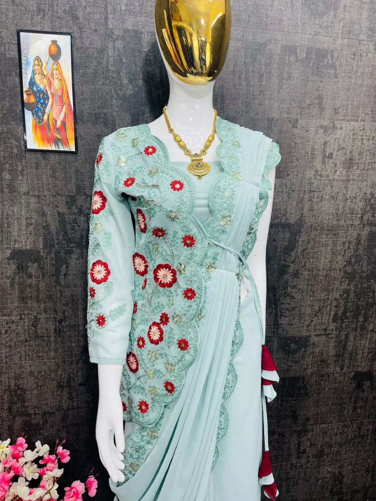 ready to wear one minute saree black saree zip saree wedding saree partywear saree bollywood saree embroidery saree jacket saree saree with jacket