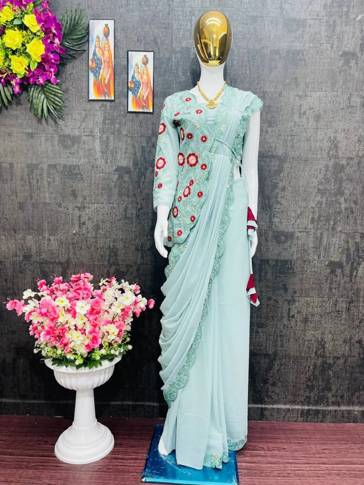 ready to wear one minute saree black saree zip saree wedding saree partywear saree bollywood saree embroidery saree jacket saree saree with jacket