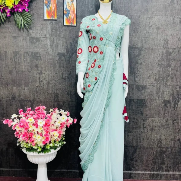ready to wear one minute saree black saree zip saree wedding saree partywear saree bollywood saree embroidery saree jacket saree saree with jacket